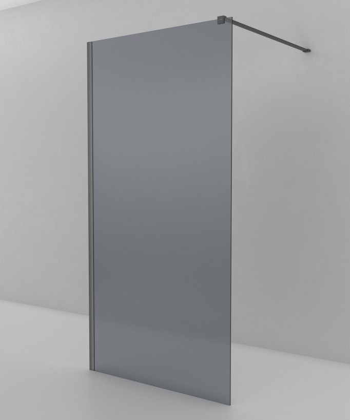 Seia - Parete doccia fissa fumé con profilo gunmetal