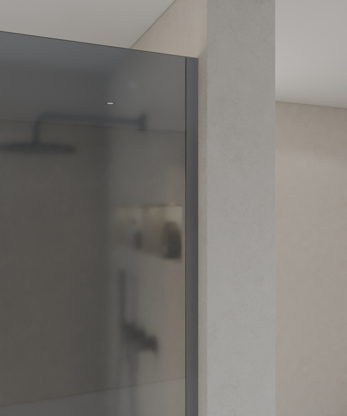 Seia - Parete doccia fissa fumé con profilo gunmetal