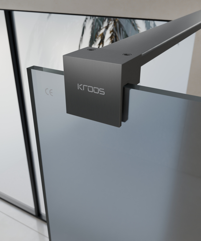 Seia - Parete doccia fissa fumé con profilo gunmetal
