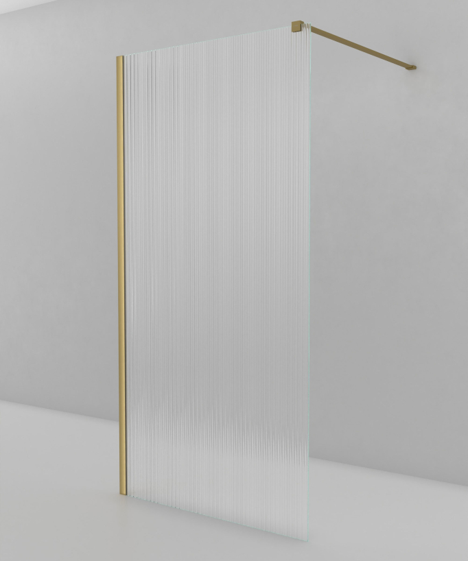 Vizela - Parete doccia walk-in oro spazzolato in vetro temperato scanalato