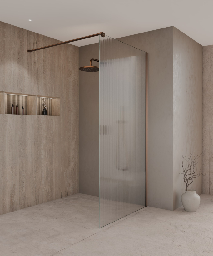 Vizela - Parete doccia fissa oro rosa spazzolato