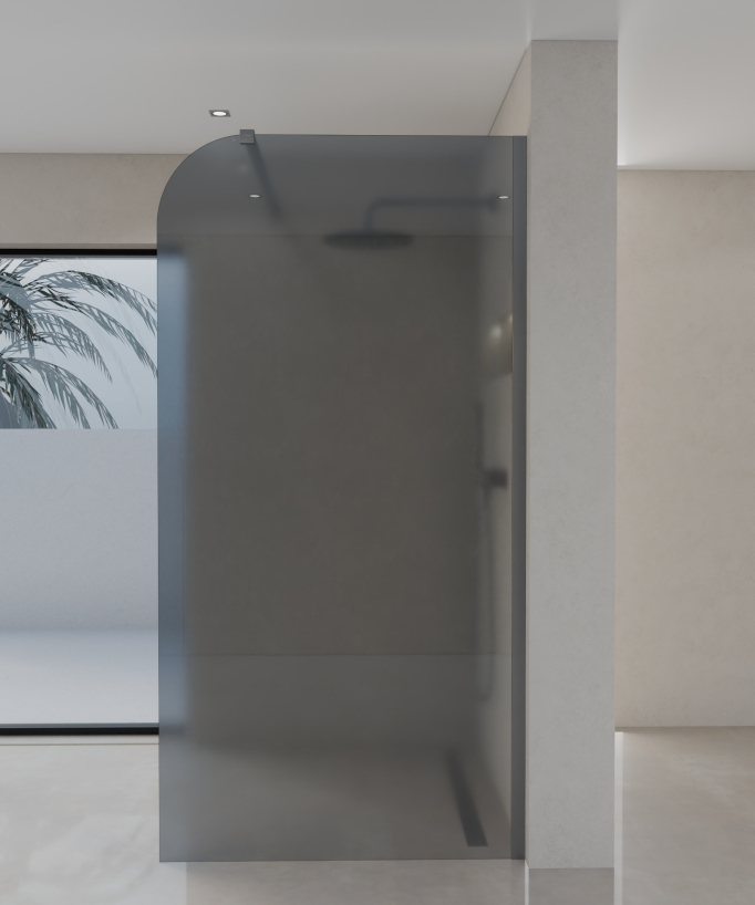 Beja - Parete doccia vetro fumé fisso profilo gunmetal - small