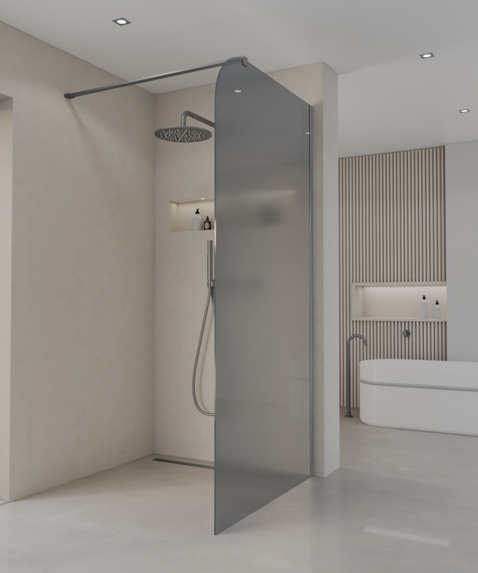 Beja - Parete doccia vetro fumé fisso profilo gunmetal