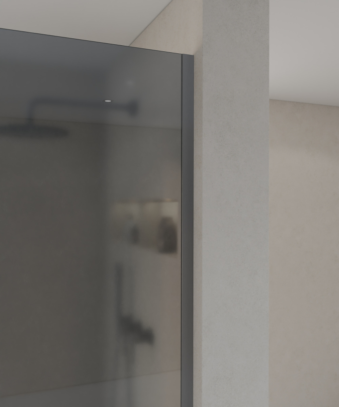 Beja - Parete doccia vetro fumé fisso profilo gunmetal