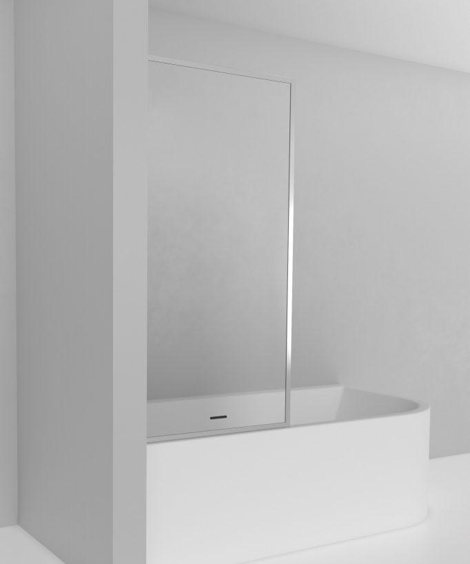 Pare baignoire fixe en verre trempé cadre chromé Guadra
