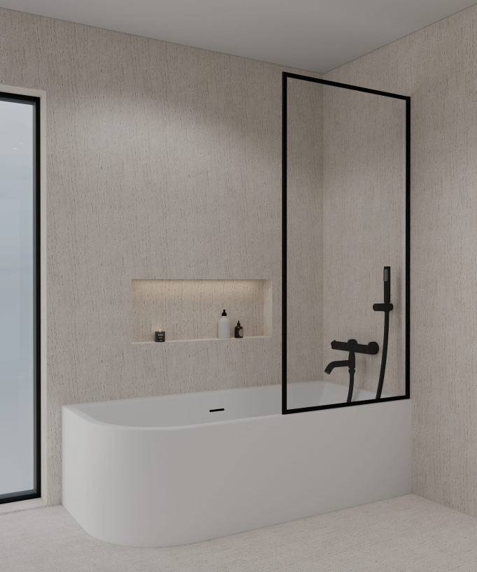  Pare-baignoire noir fixe Guadra