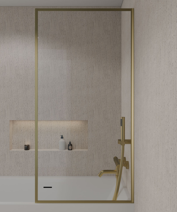 Paroi pour baignoire fixe 70 ou 80 cm doré brossé Guadra 