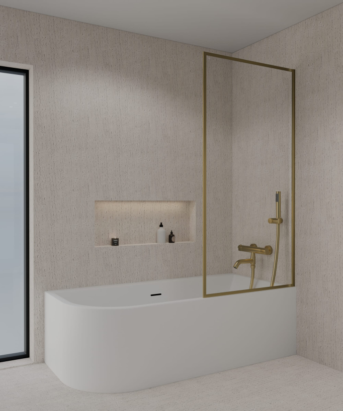 Paroi pour baignoire fixe 70 ou 80 cm doré brossé Guadra 