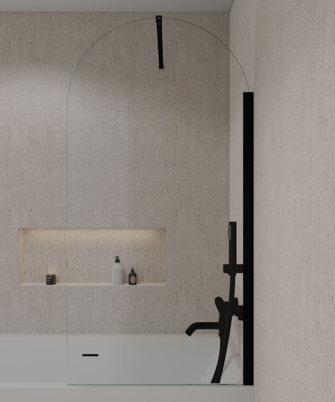 Pare-baignoire noir en verre trempé 70 cm - Leira