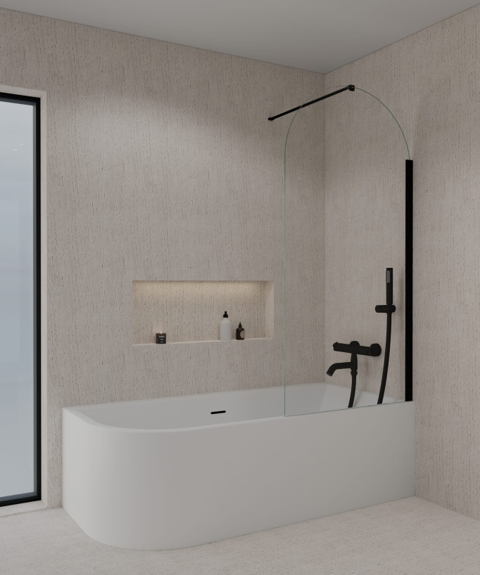 Pare-baignoire noir en verre trempé 70 cm - Leira