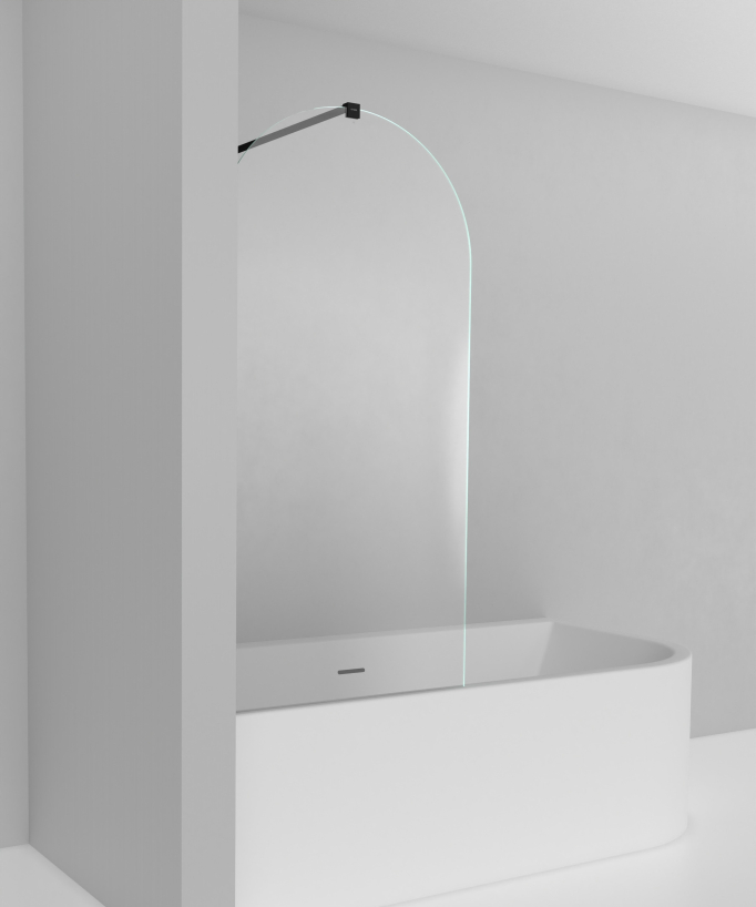 Pare-baignoire noir en verre trempé 70 cm - Leira