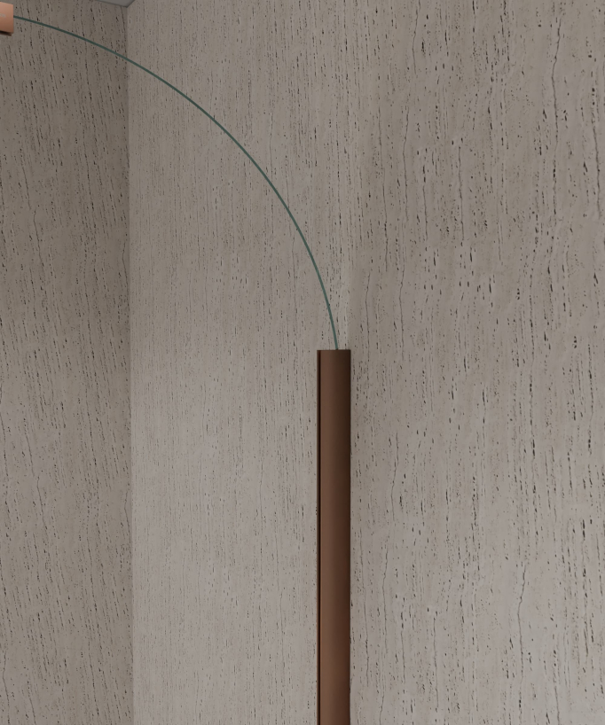 Pare baignoire fixe 70 cm en verre trempé arrondi or rose brossé - Leira 