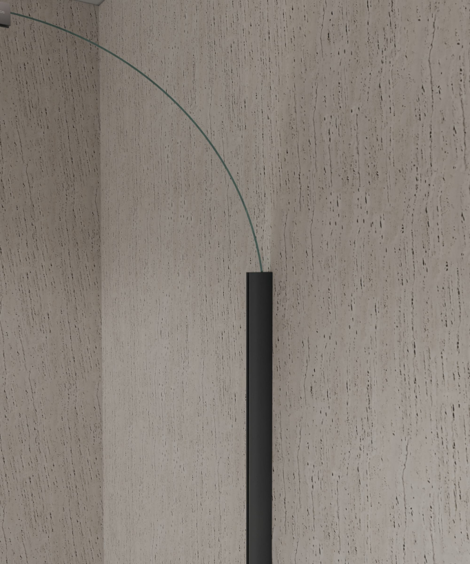Pare-baignoire fixe 70 x 140 cm en verre trempé arche avec profilé et barre de renfort gun metal - Leira 