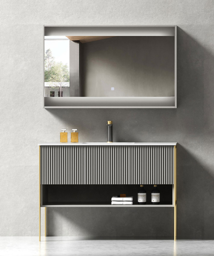 Meuble de salle de bain Gris Calcutta - 100 cm