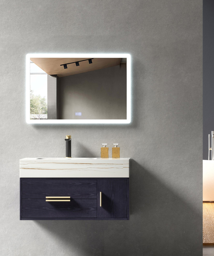 Meuble de salle de bain Bleu Bangalore avec lavabo intégré