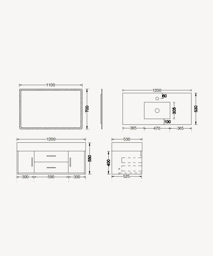 Meuble de salle de bain Bleu Bangalore - 120 cm