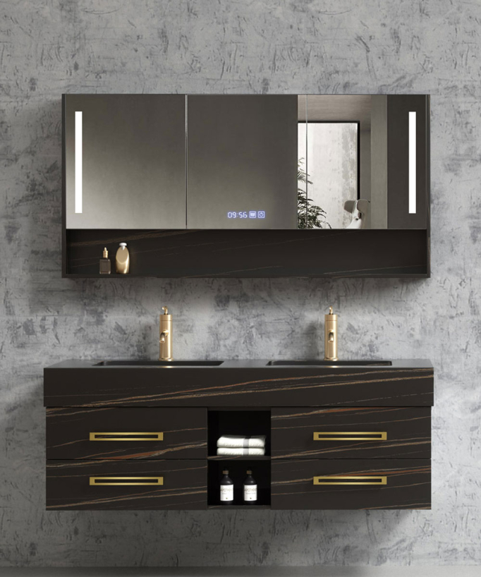 Meuble de salle de bain Noir Jaipur - 150 cm