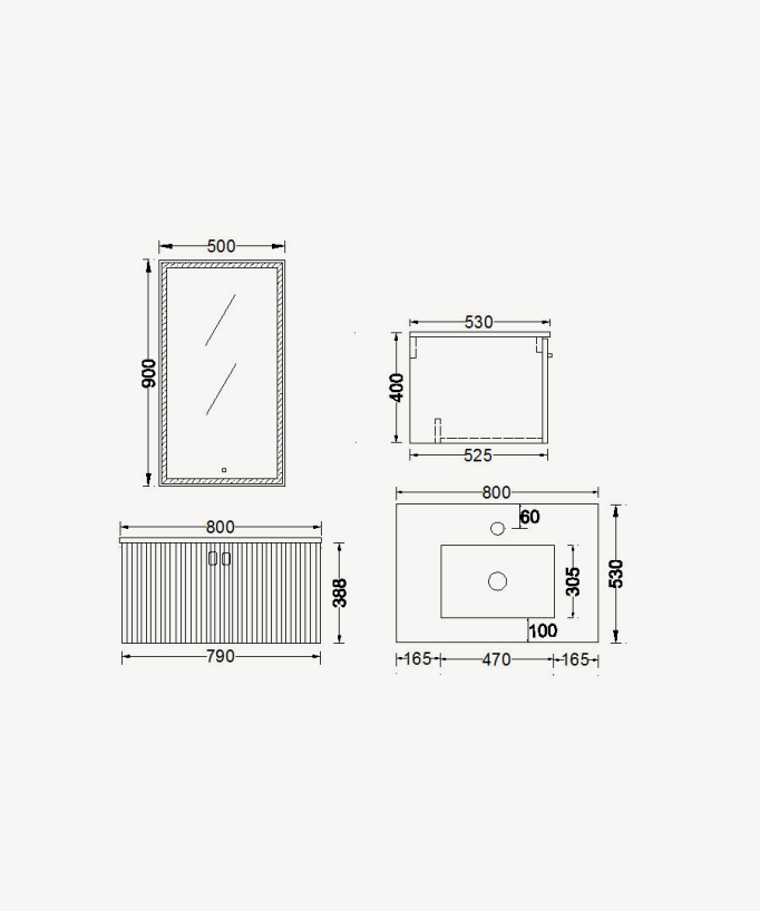Mobile da bagno Grigio Bombay