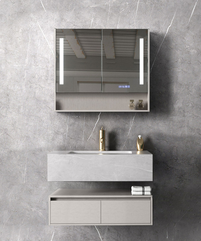 Meuble de salle de bain Gris Madras - 80 cm