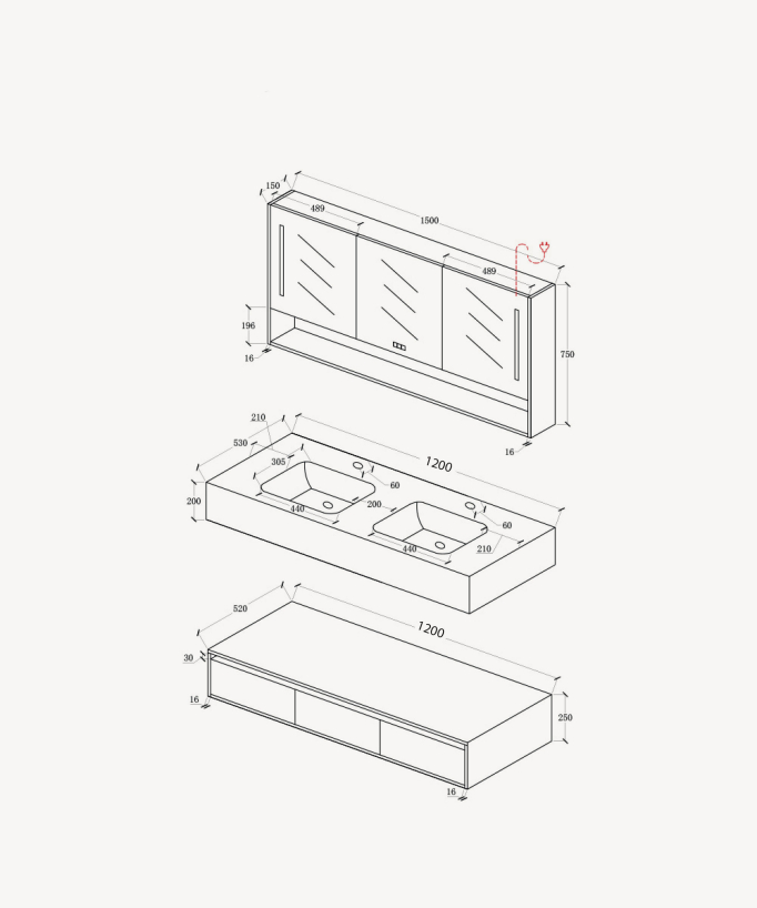 Meuble de salle de bain Blanc Madras - 120 cm