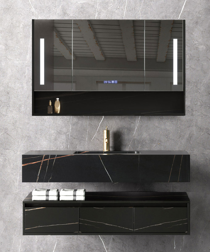 Meuble de salle de bain Noir Madras - 150 cm