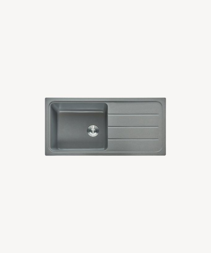 Evier de cuisine simple 1000 mm - gris ciment - Galanthus