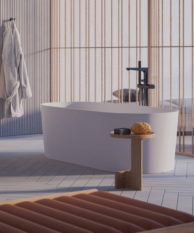 Ovo - Baignoire îlot ovale Blanc mat