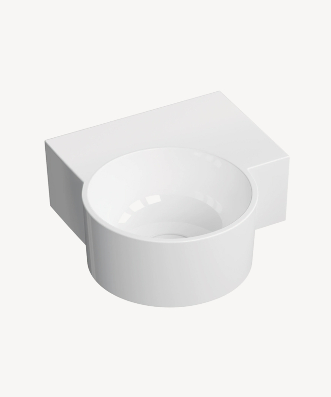 Ovo - Lavamani sospeso rotondo - Bianco lucido