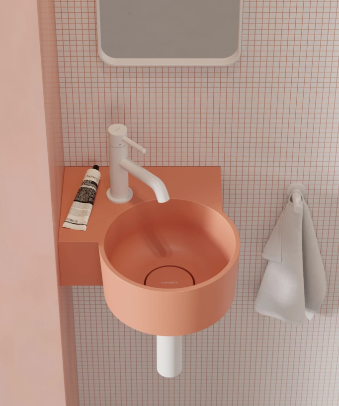Ovo - Lavamani sospeso rotondo - Corallo