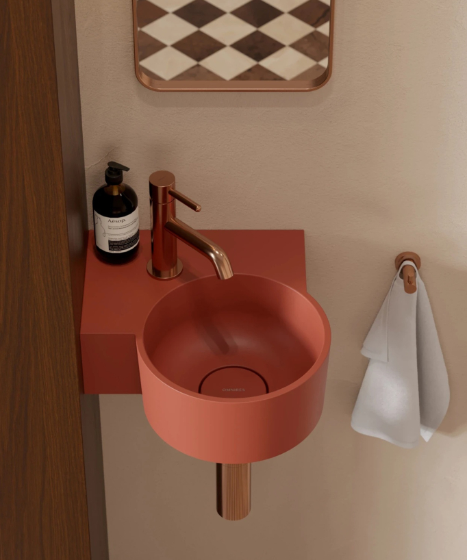 Ovo - Lavamani sospeso rotondo - Terracotta