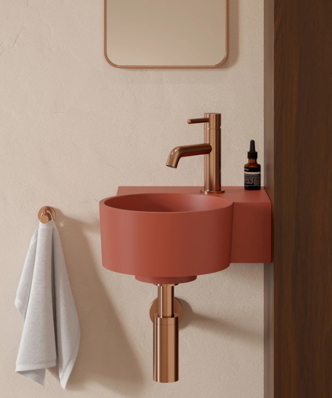 Ovo - Lavamani sospeso rotondo - Terracotta