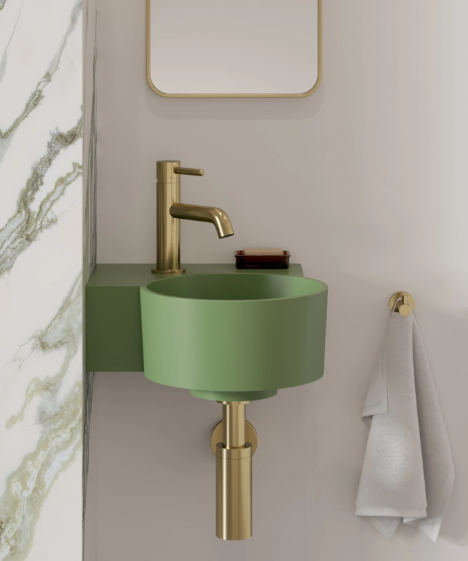 Ovo - Lavamani sospeso rotondo - Verde Oliva