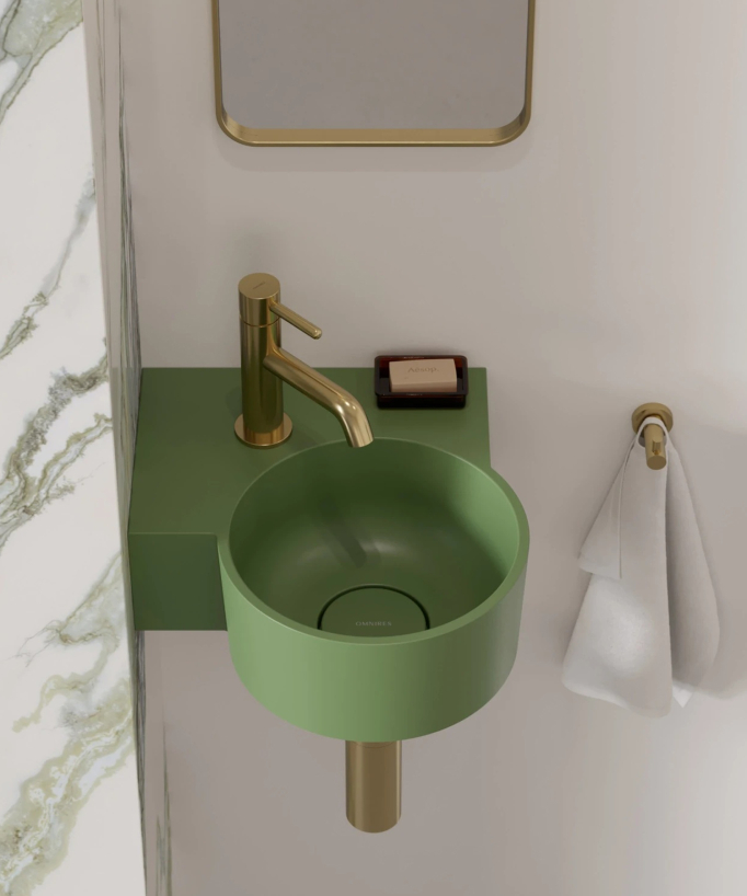 Ovo - Lavamani sospeso rotondo - Verde Oliva