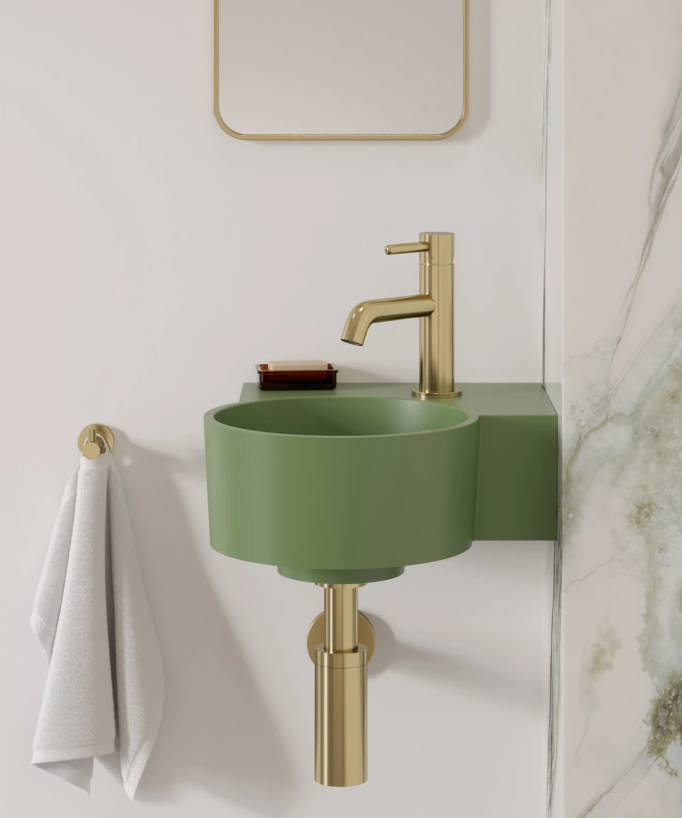 Ovo - Lavamani sospeso rotondo - Verde Oliva