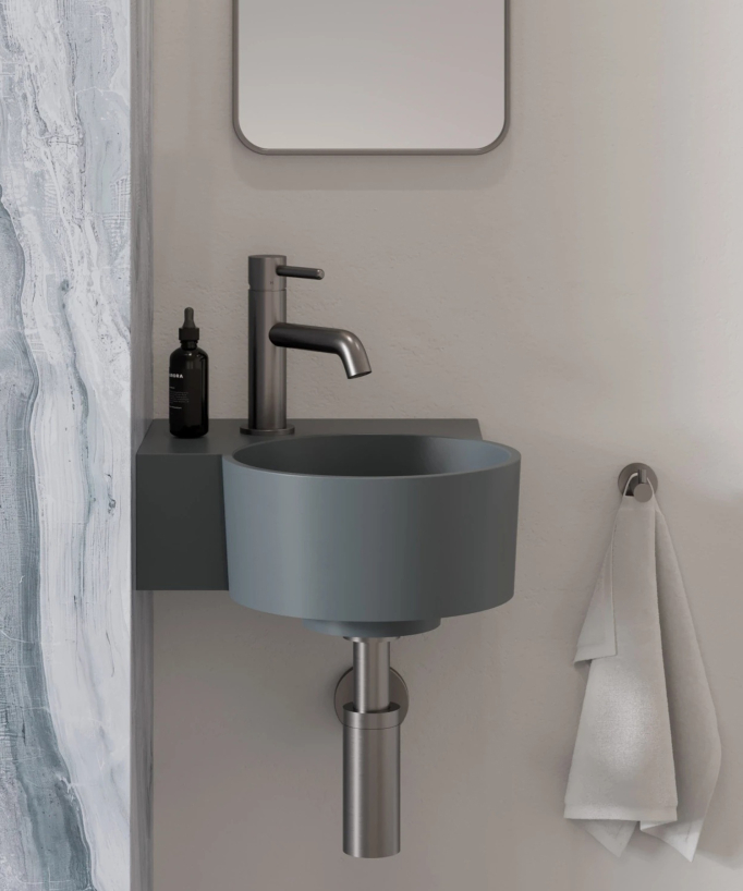 Ovo - Lavamani sospeso rotondo - Grigio