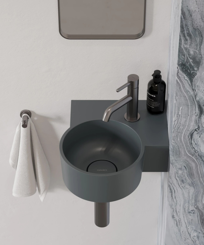 Ovo - Lavamani sospeso rotondo - Grigio