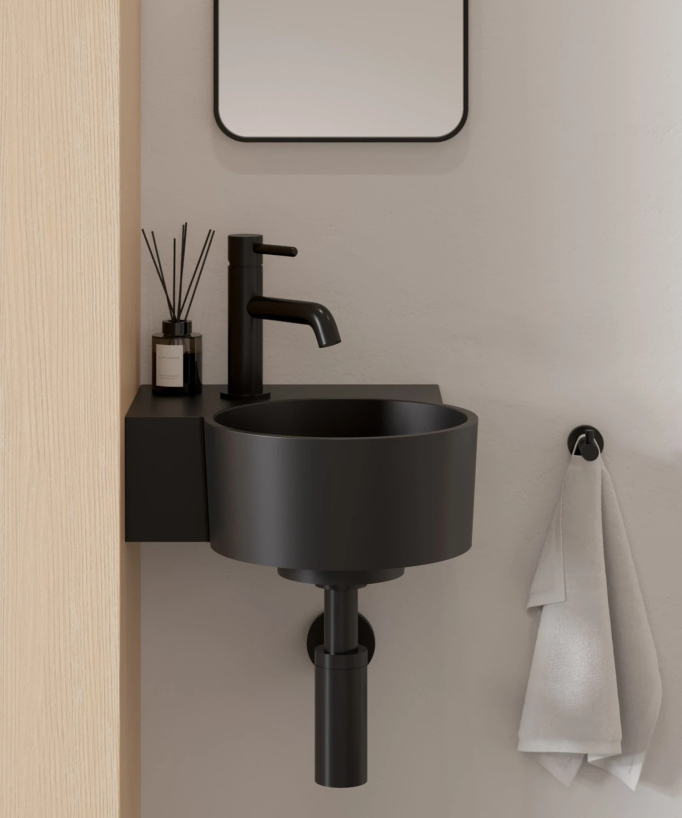 Ovo - Lavamani sospeso rotondo Nero