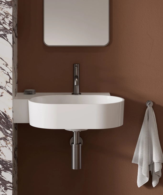 Ovo - Lavabo sospeso - Bianco lucido