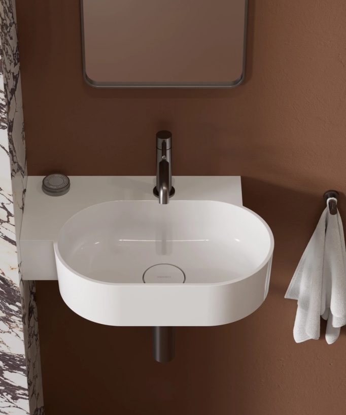 Ovo - Lavabo sospeso - Bianco lucido