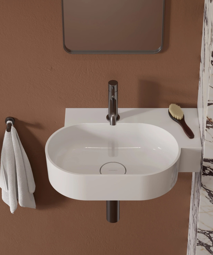 Ovo - Lavabo sospeso - Bianco lucido