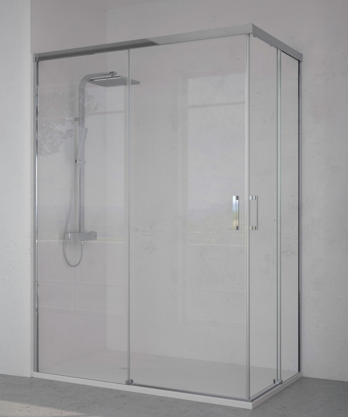 Parete doccia fissa con due porte scorrevoli Cromo, Serie Q - small