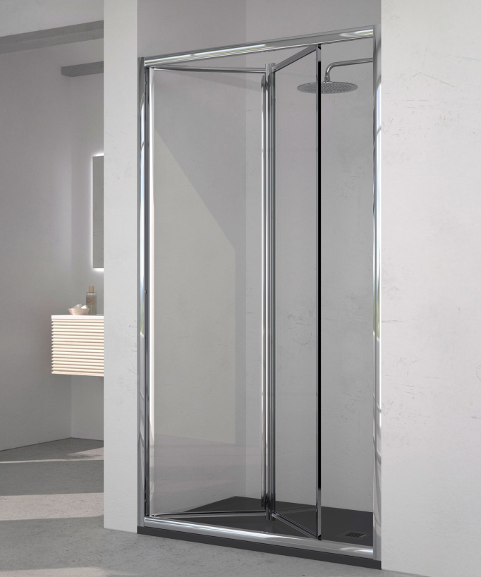 Paroi de douche pliante finition chromée