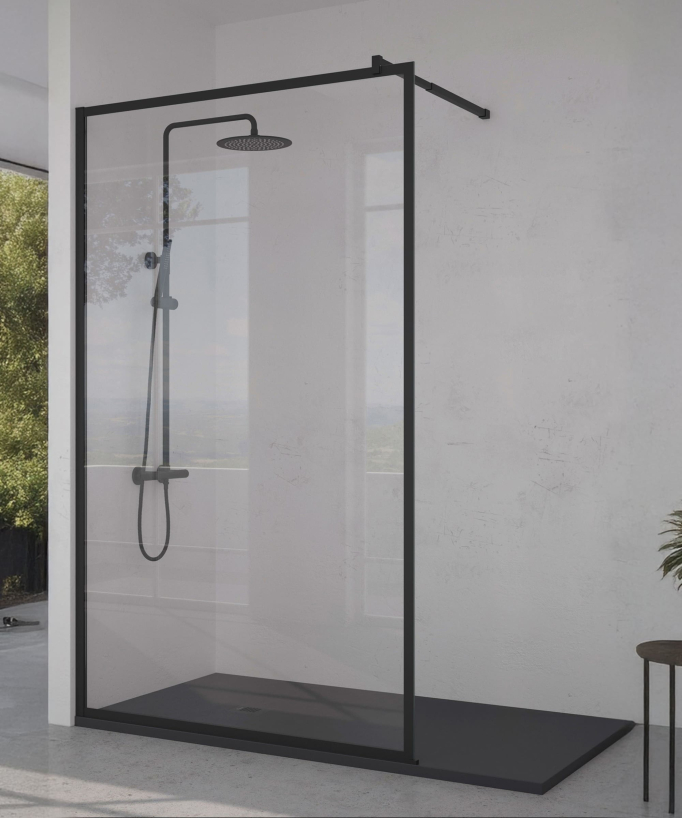 Parete doccia fissa con cornice Nera, Serie Fix - small