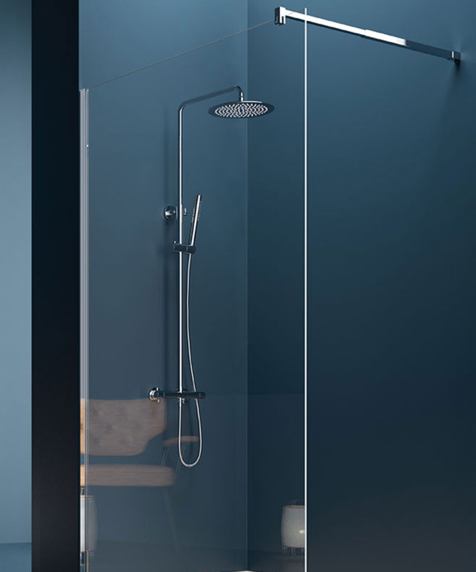 Paroi de douche fixe Chromé, Série Fix