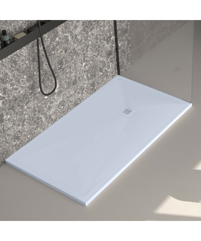 Piatto doccia Grigio finitura liscia Stone Plus, griglia colorata