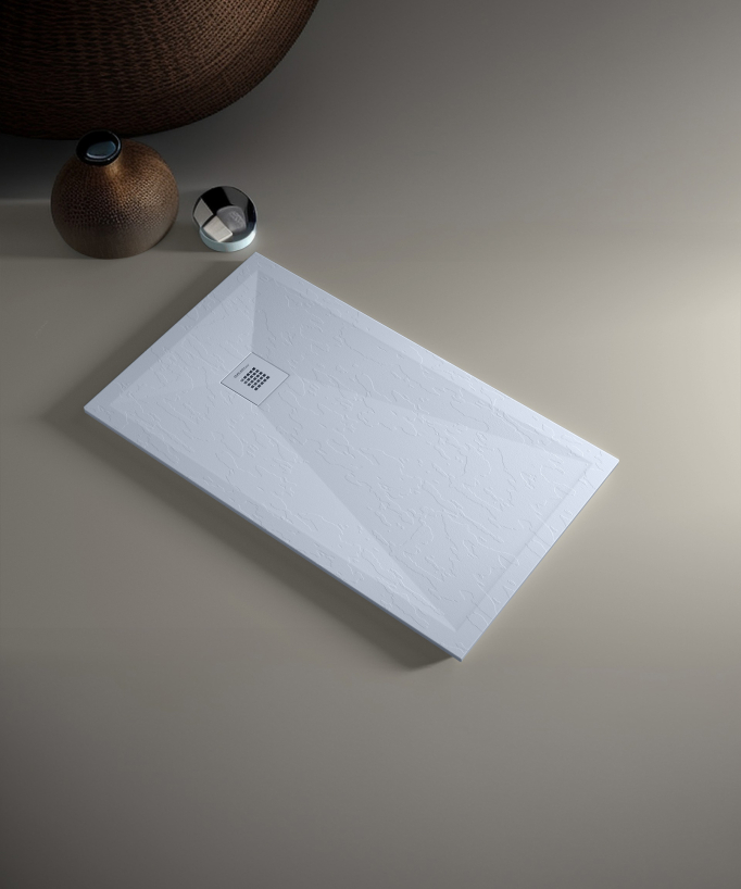 Piatto doccia Grigio finitura Ardesia Stone Plus, griglia colorata