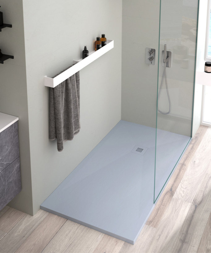 Piatto doccia Grigio finitura Ardesia Stone Plus, griglia colorata