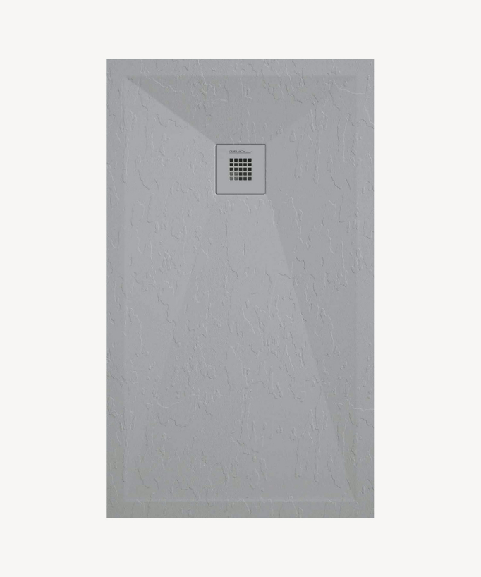 Piatto doccia Grigio 7035, finitura ardesia Stone Plus, griglia colorata - small
