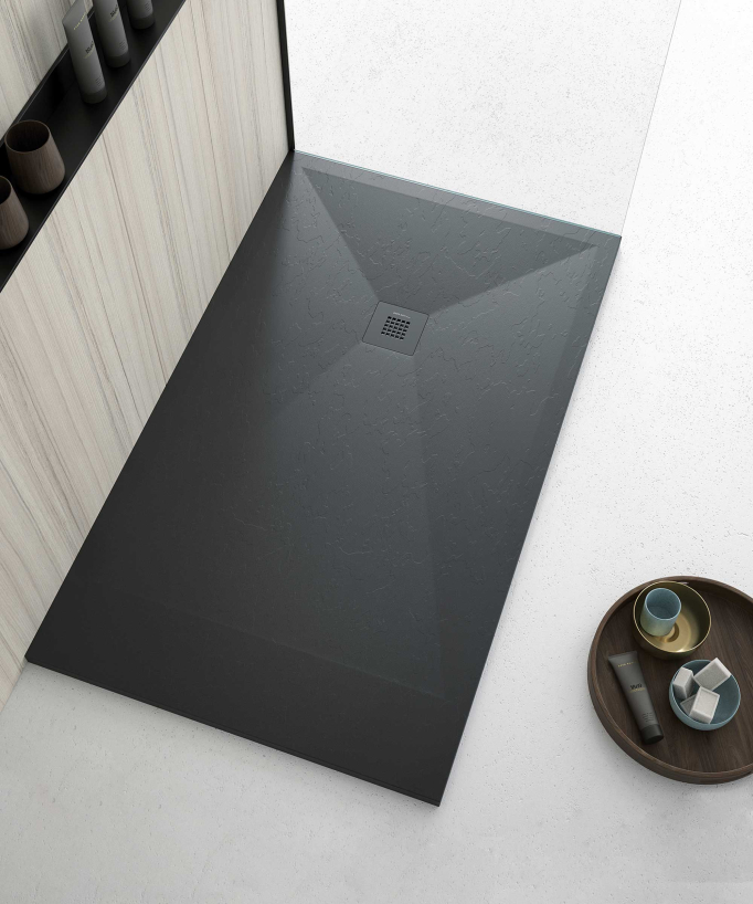 Piatto doccia anthracite finitura Ardesia Stone Plus, griglia colorata