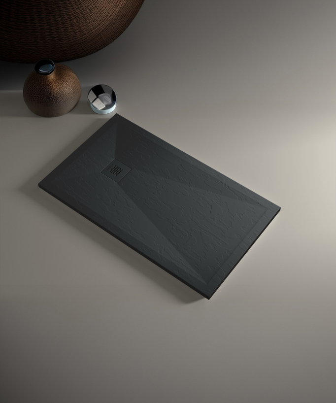 Piatto doccia anthracite finitura Ardesia Stone Plus, griglia colorata
